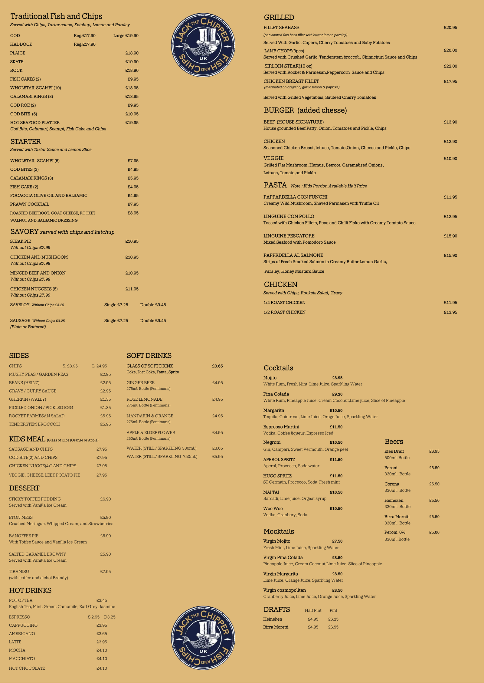 Main Restaurant Menu Poster PDF