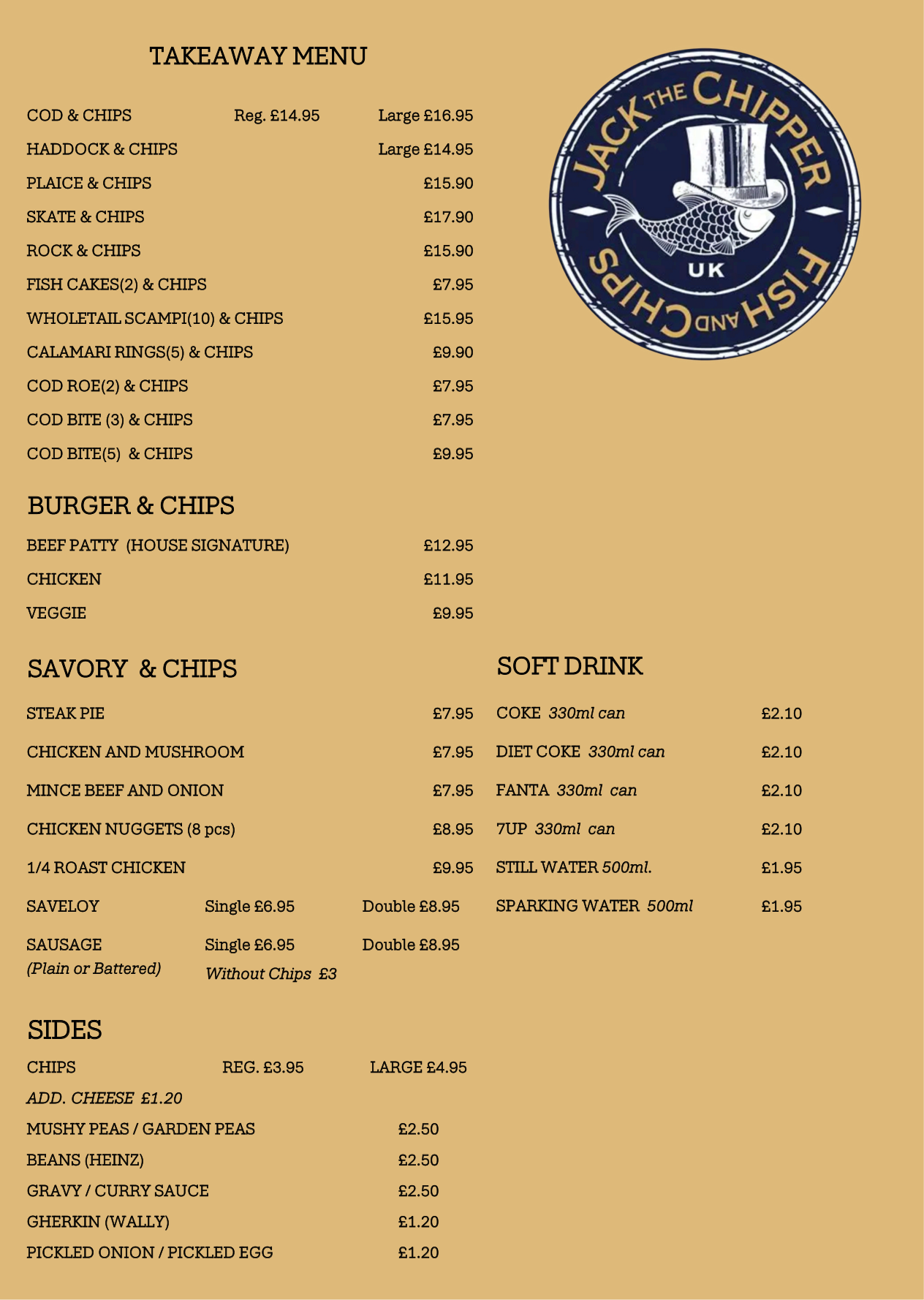 Jack The Chipper Takeaway Menu PDF Poster